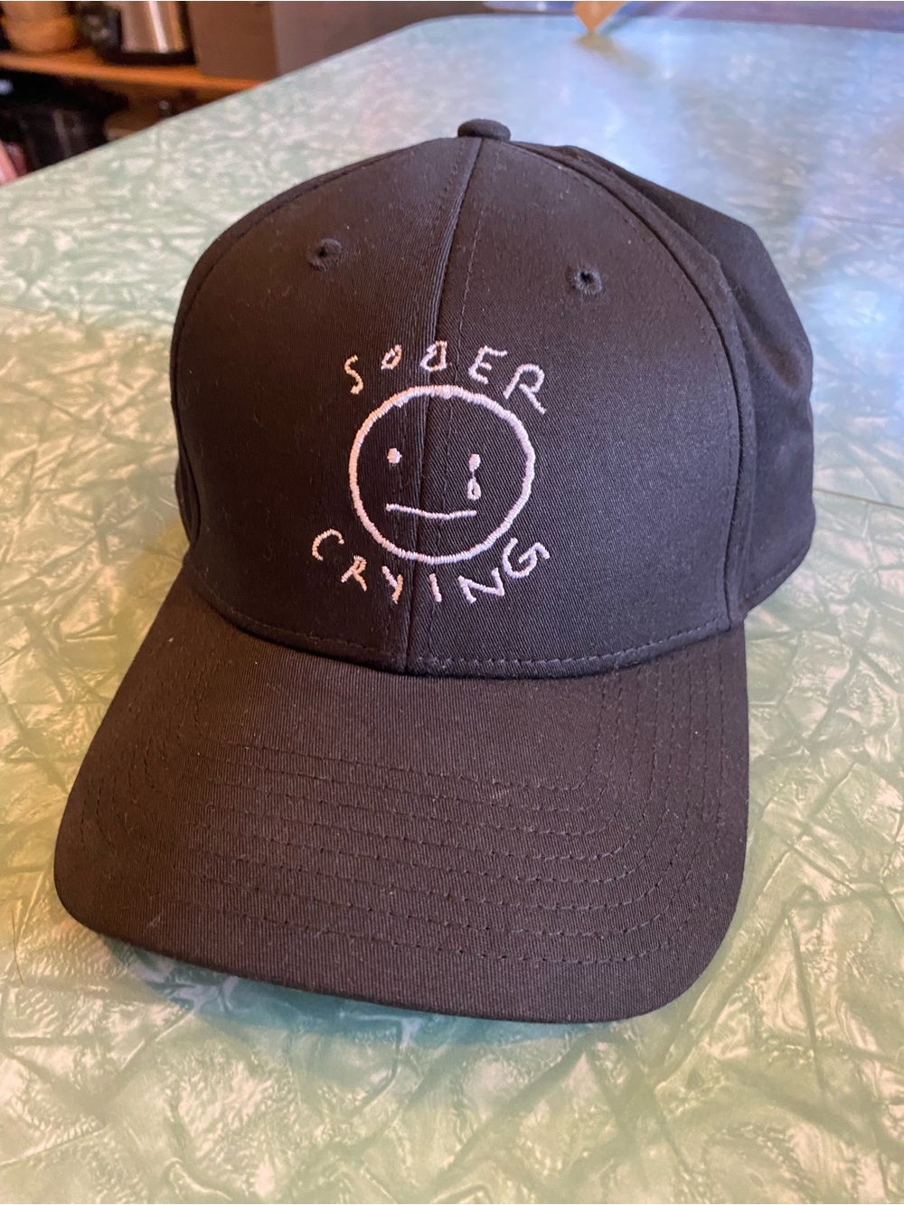Black New Era 39Thirty Sober Crying Embroidered Baseball Cap Large/XL Size